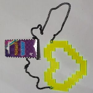 Day glow yellow digital heart plastic necklace